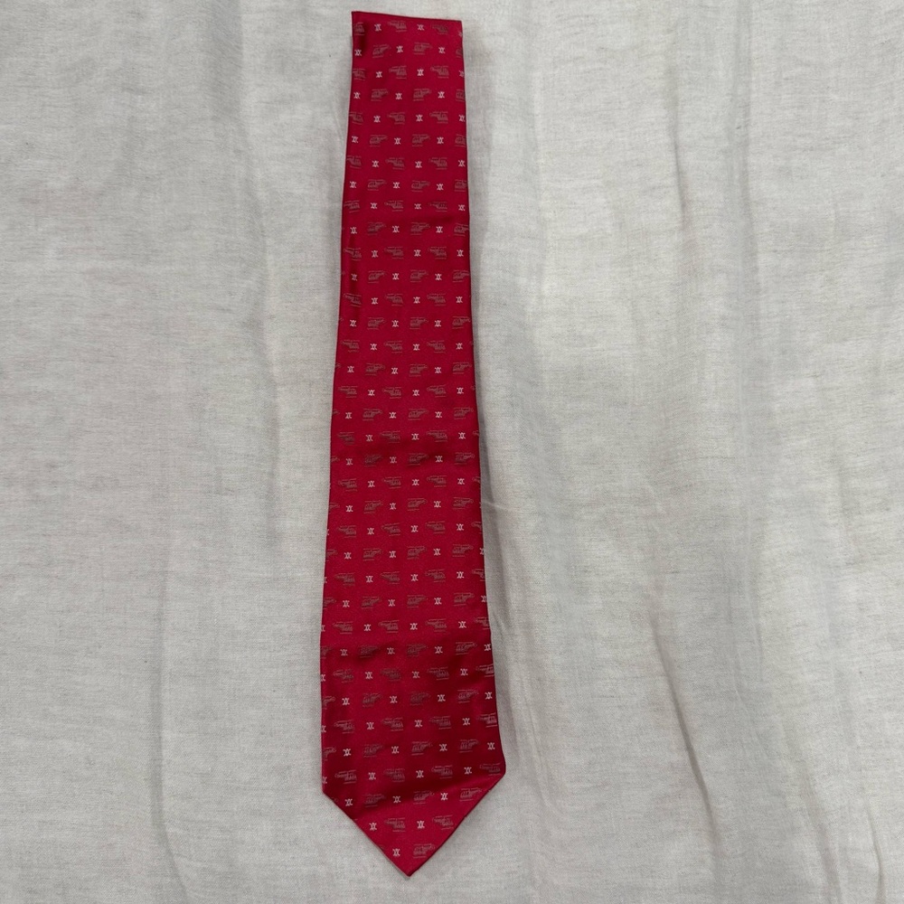 Authentic Celine Red Patterned Tie - Picture 4 of 6